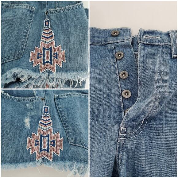 Carmar High Rise Distressed Cutoff Tribal Shorts - Picture 8 of 9